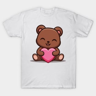 Cute Kawaii Teddy with Heart T-Shirt